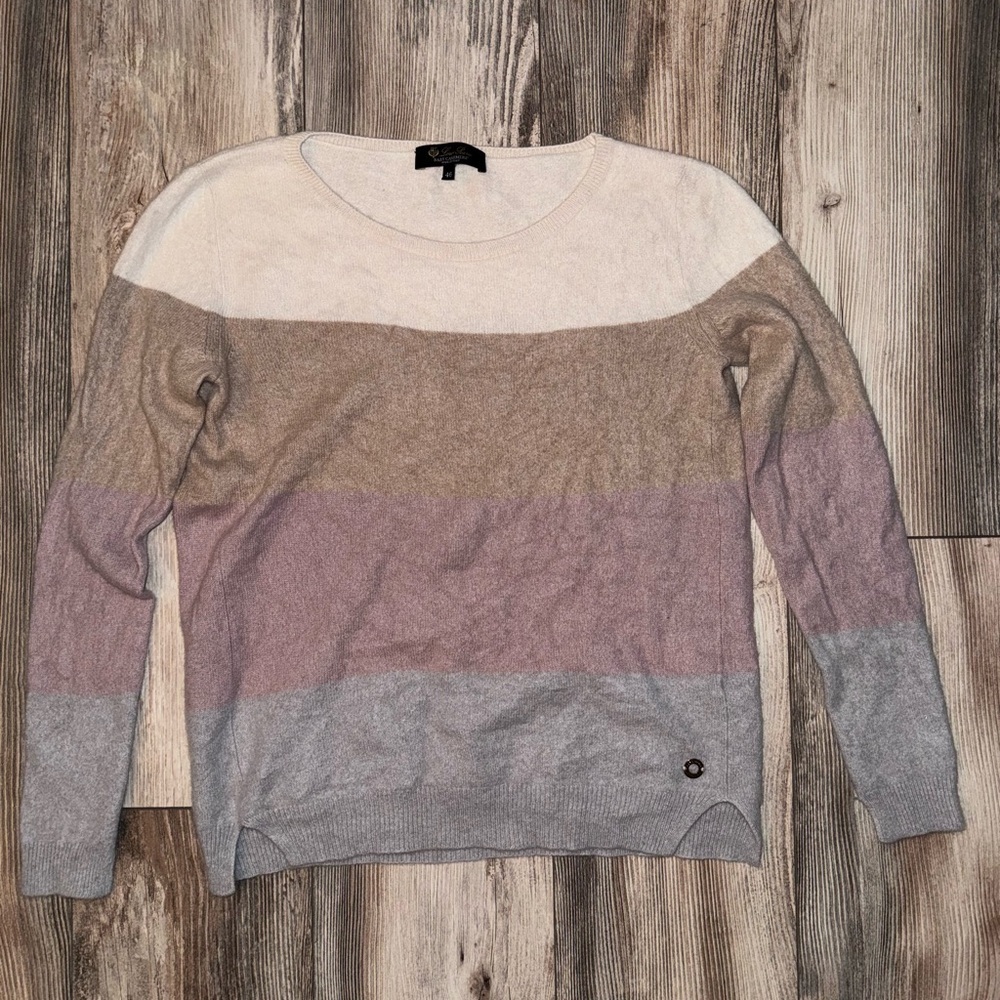 Loro Piana Gray purple cream tan baby Knit cashmere Sweater size 46